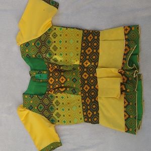 Aso oke Top,  18 pit-pit, 10 length,Yellow, black & Green